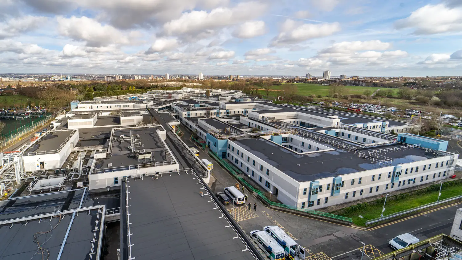 Aerial view of the Elizabeth Hospital in London