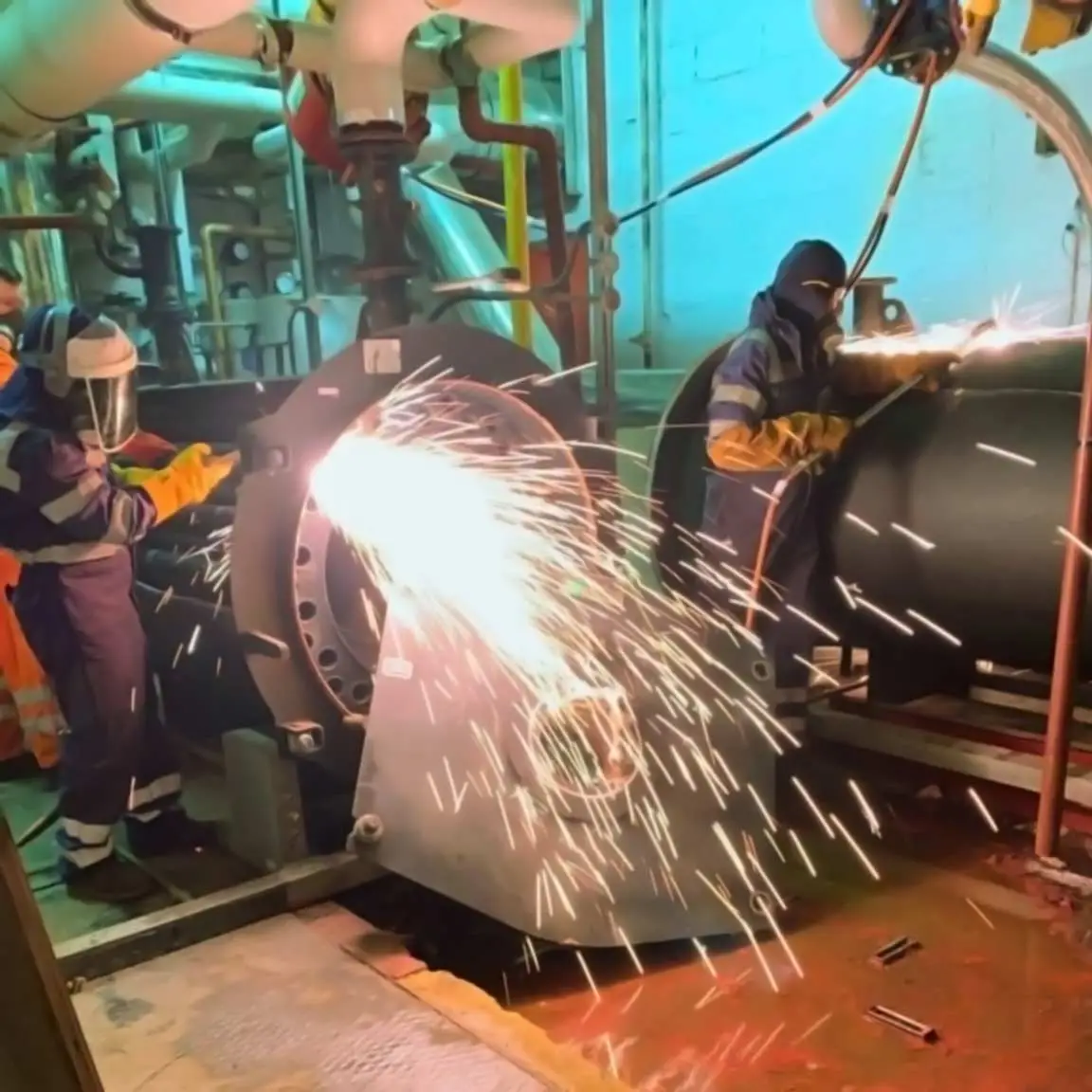 KpH Environmental conducting hot works in compliance with UK safety regulations.